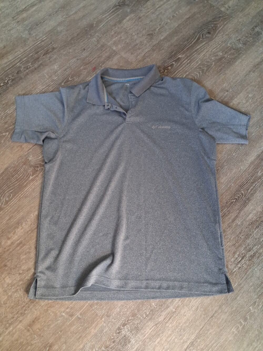 men's gray performance polo shirt featuring moisture-wicking